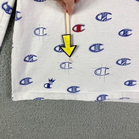 Champion Pajama Shirt‎ Allover Print Mens Sleep Sleepwear Graphic Lounge White M - Picture 9 of 12